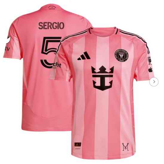 Men's Inter Miami CF Sergio Busquets adidas Light Pink 2025 Euforia Authentic Player Jersey